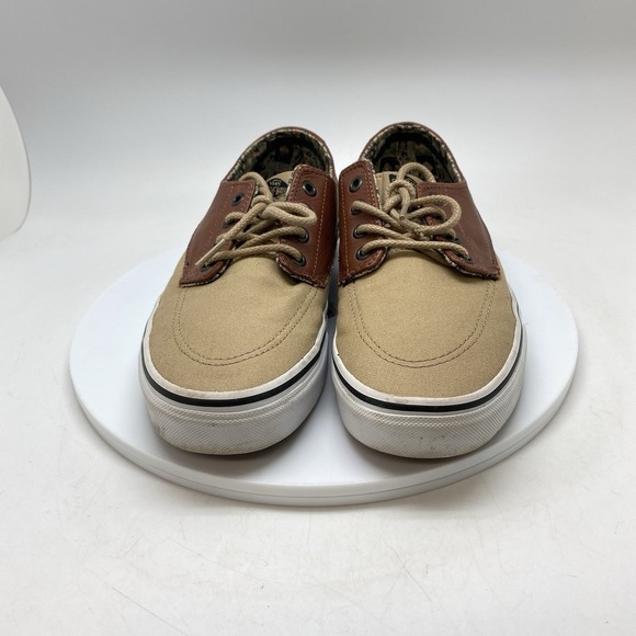 Vans Mens 8 Womens 9.5 Brigata 721356 Brown Leather Canvas Casual Shoes Sneakers - Picture 2 of 10